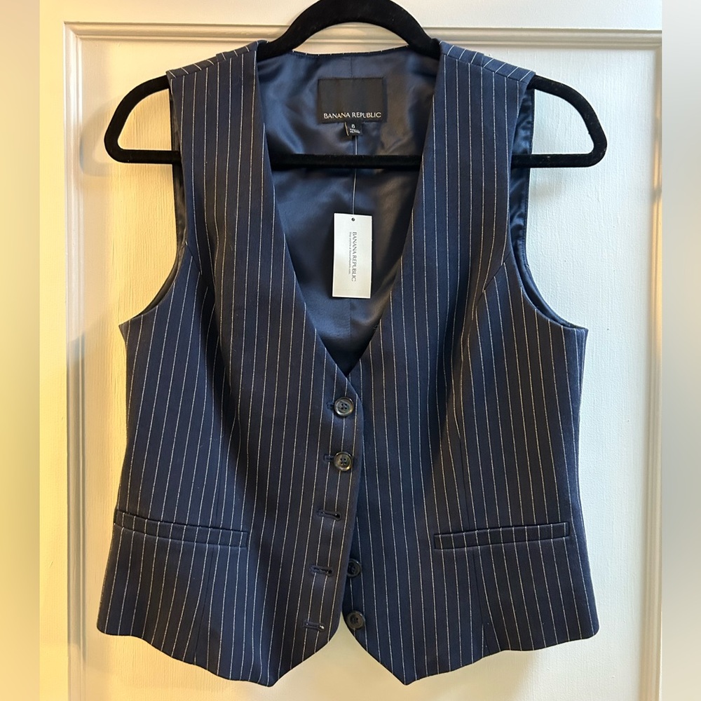Banana Republic Navy Pinstripe Vest